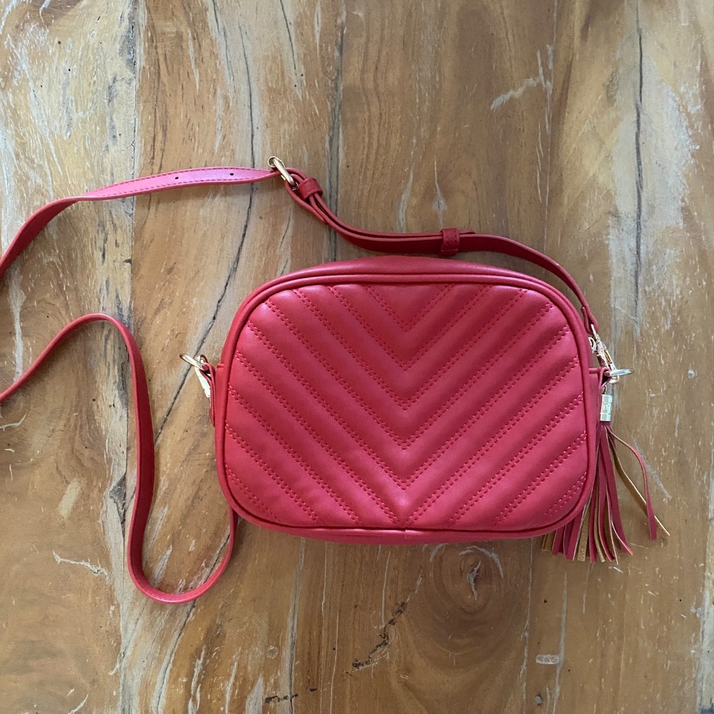 Quilted Crossbody Bag Shoulder Purse Red